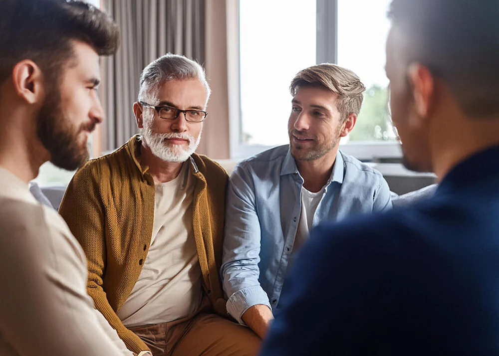 a group- of men in therapy