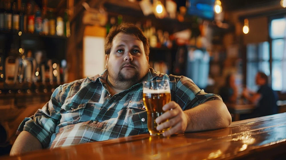 a heavyweight drinker at the bar