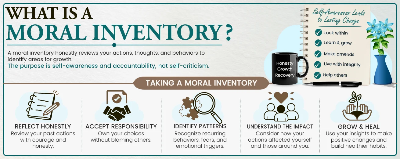 infographic explaining what a moral inventory is