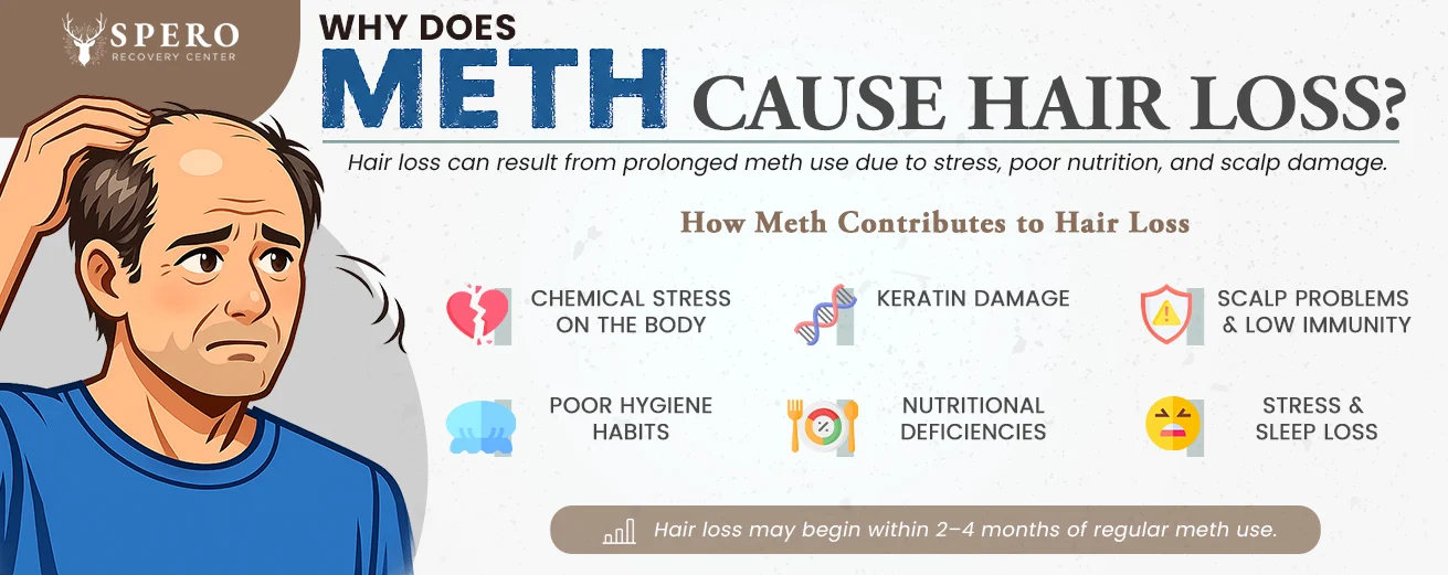 infographic shows why meth use can cause hair loss