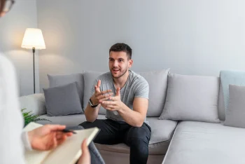 EMDR therapy session helping men process trauma and PTSD symptoms