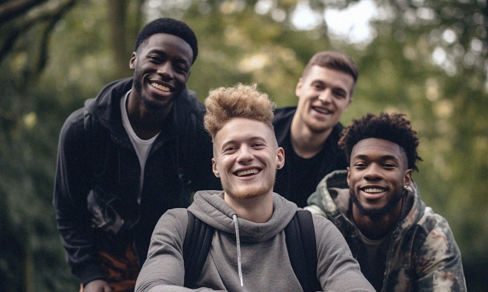 group of men smiling while receiving treatment in Colorado